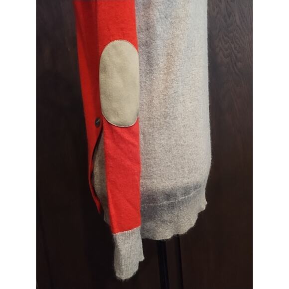 J.Crew XXS wool Rabbit Oversized sweater preppy elbow patch Red Khaki tan Tunic - Picture 4 of 8